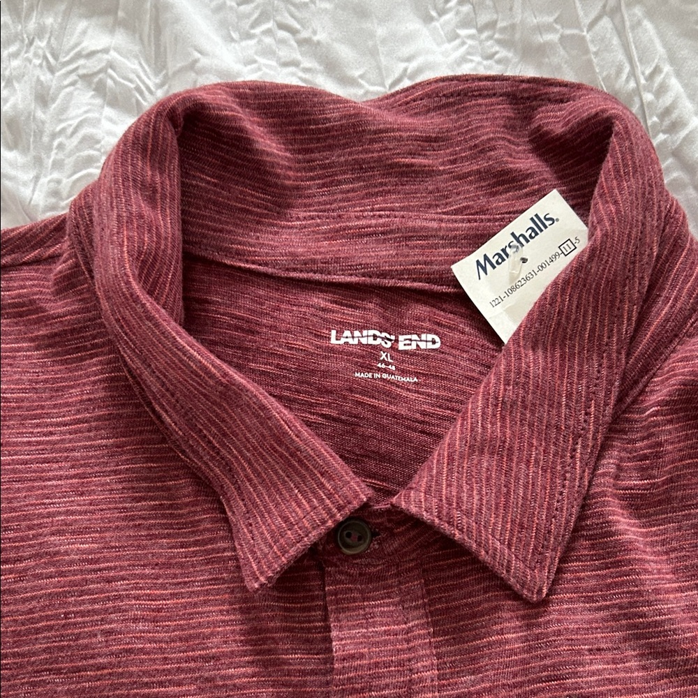 Lands' End Men's Maroon Button Down Shirt